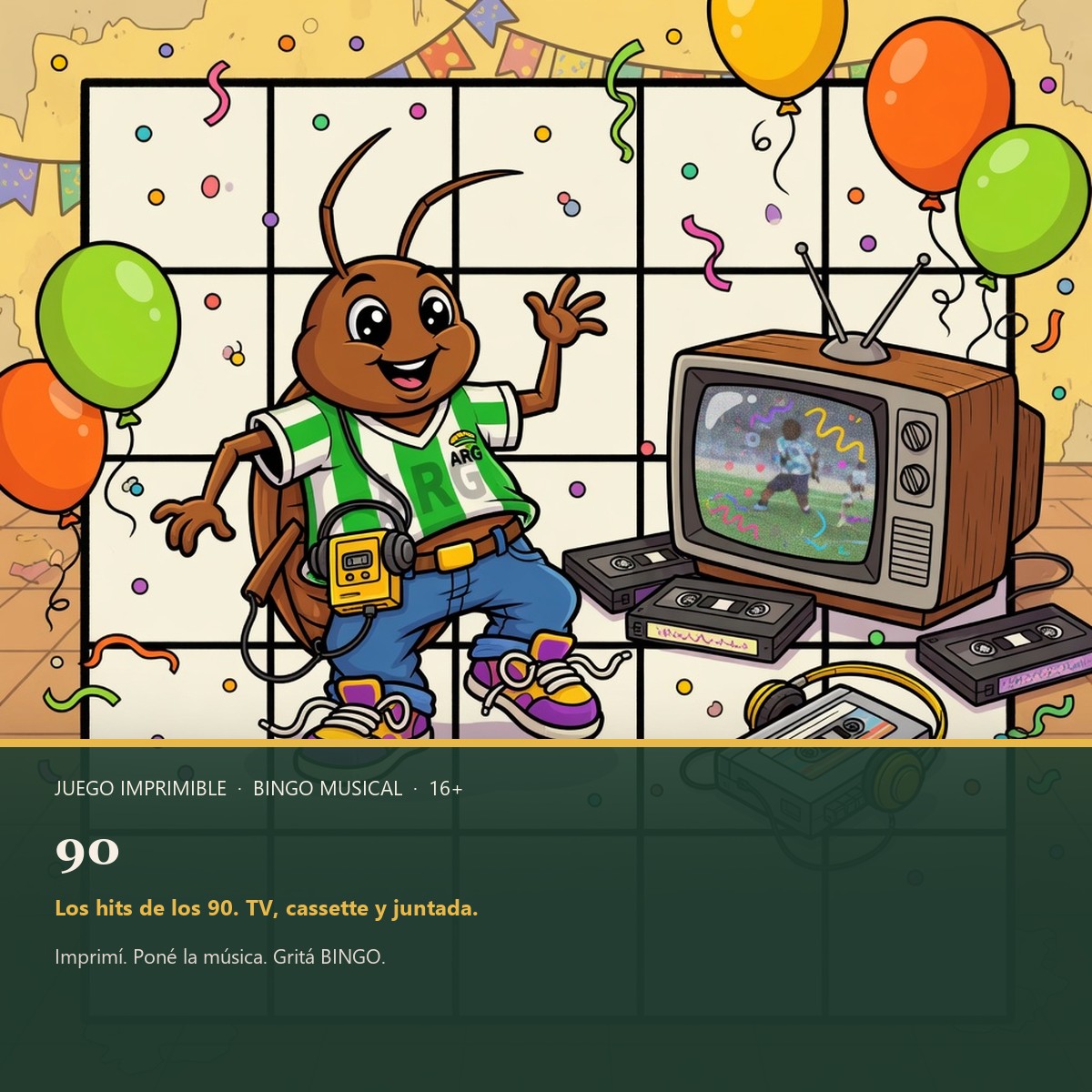 Juego bingo musical versión: 90