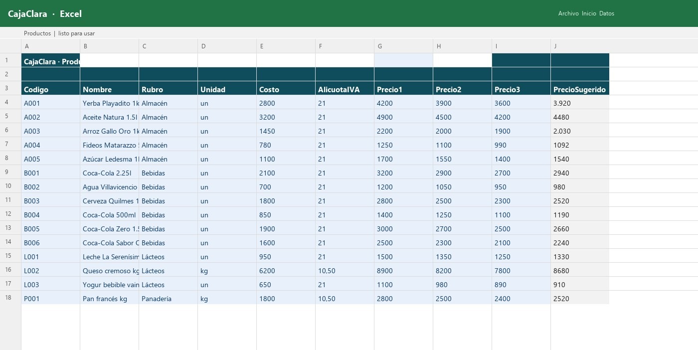 CajaClara — gestión Excel para un negocio