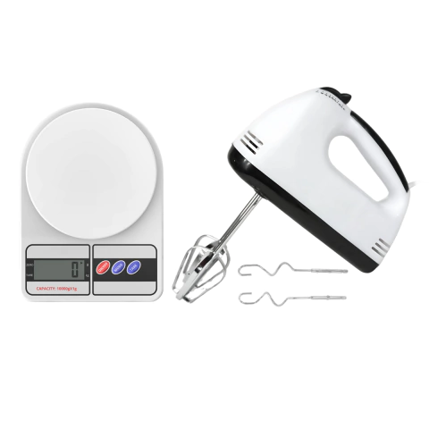 Batidora De Mano Eléctrica Y Balanza Digital Combo Cocina