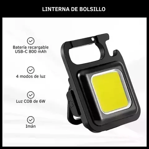 Linterna Mini De Bolsillo Recargable Llavero Imán Portátil
