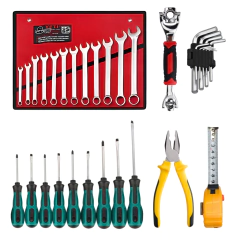 Set Herramientas Destornillador Pinza Llave Tubo Allen Cinta